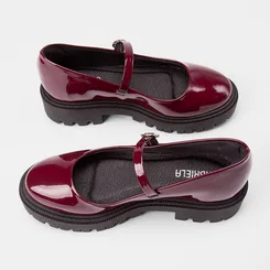 Mocassim Boneca Feminino Gabriela Enfeite Fivela Verniz Vinho