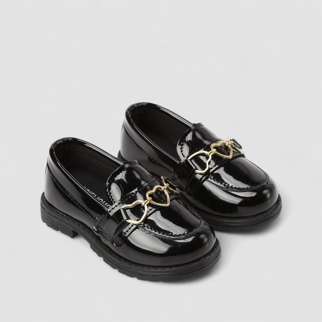 Mocassim Infantil Gabrielinha Detalhe Corações Preto