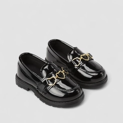 Mocassim Infantil Gabrielinha Detalhe Corações Preto