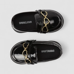 Mocassim Infantil Gabrielinha Detalhe Corações Preto