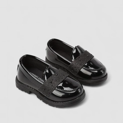 Mocassim Infantil Gabrielinha Verniz Glitter Preto