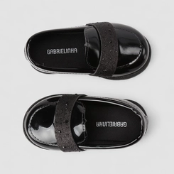 Mocassim Infantil Gabrielinha Verniz Glitter Preto