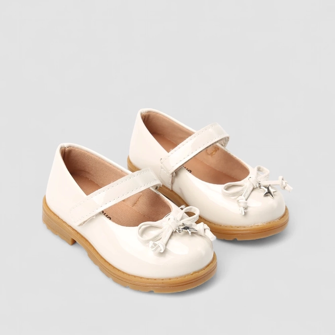 Sapatilha Bebê Gabrielinha Boneca Verniz Laço Off White