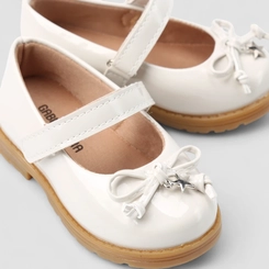 Sapatilha Bebê Gabrielinha Boneca Verniz Laço Off White