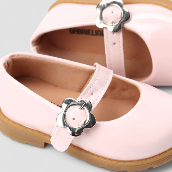 Sapatilha Infantil Gabrielinha Verniz Fivela Flor Rosa