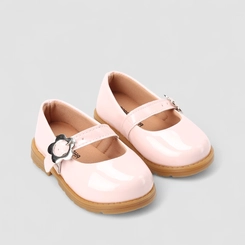 Sapatilha Infantil Gabrielinha Verniz Fivela Flor Rosa