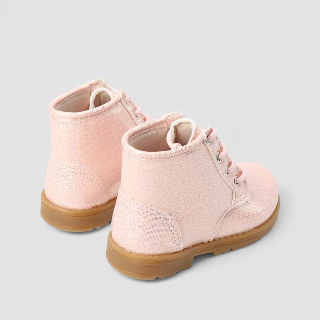 Bota Coturno Bebê Gabrielinha Holográfico Glitter Rosa
