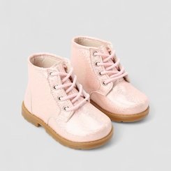 Bota Coturno Bebê Gabrielinha Holográfico Glitter Rosa