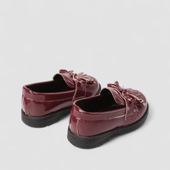 Mocassim Bebê Gabrielinha Detalhe Laço Verniz Vinho