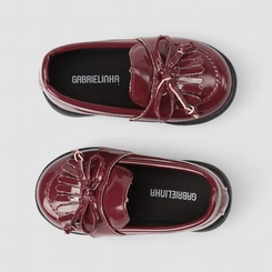 Mocassim Bebê Gabrielinha Detalhe Laço Verniz Vinho