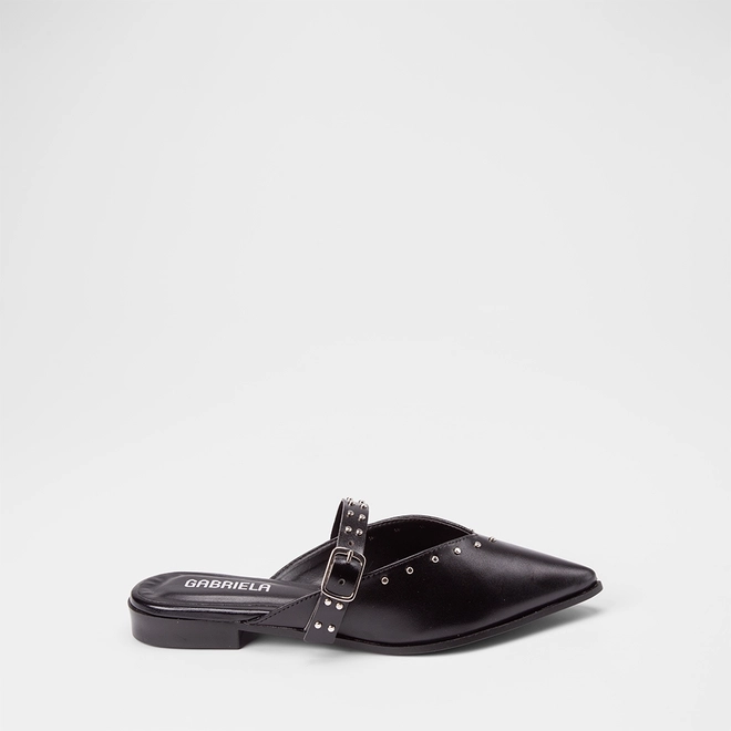 Mule Boneca Feminino Gabriela Detalhe Rebite Preto