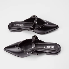 Mule Boneca Feminino Gabriela Detalhe Rebite Preto