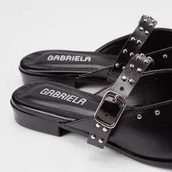 Mule Boneca Feminino Gabriela Detalhe Rebite Preto