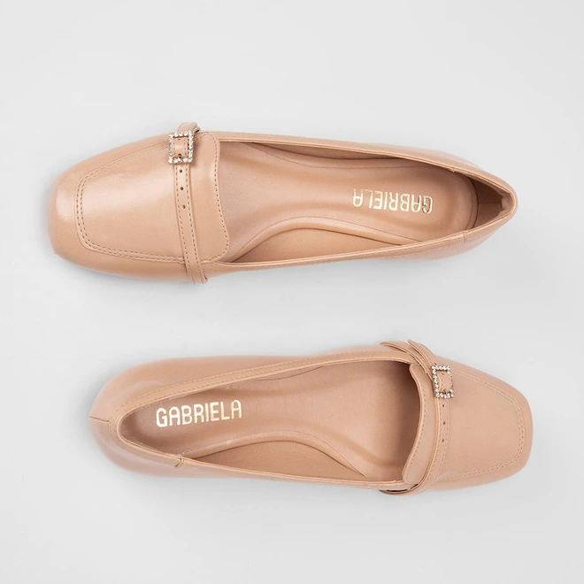 Sapatilha Feminina Gabriela Enfeite Fivela & Strass Bege
