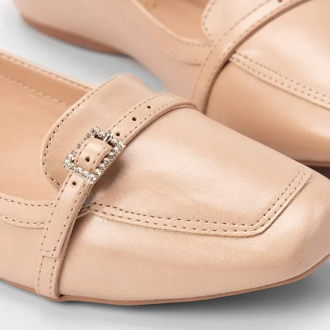 Sapatilha Feminina Gabriela Enfeite Fivela & Strass Bege
