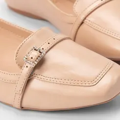 Sapatilha Feminina Gabriela Enfeite Fivela & Strass Bege