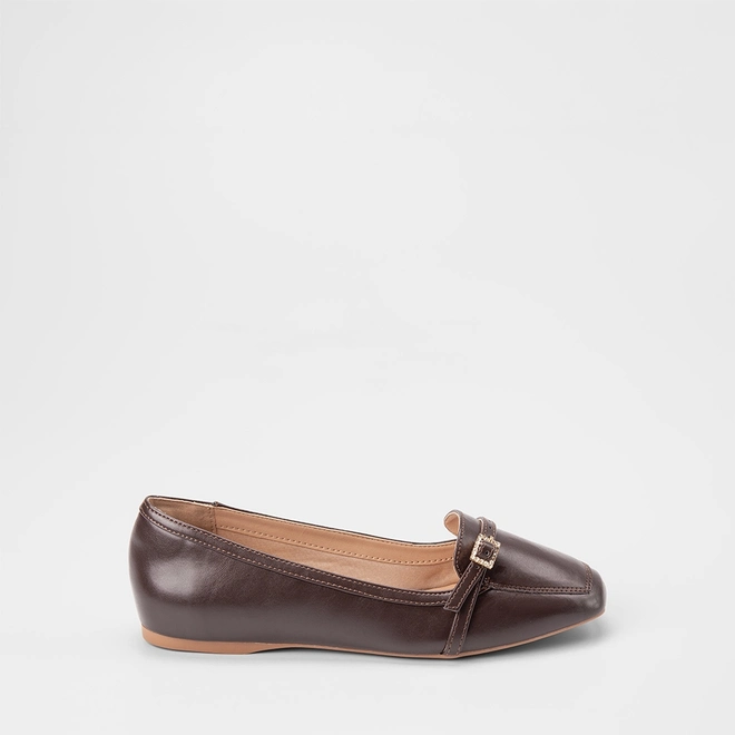 Sapatilha Feminina Gabriela Enfeite Fivela & Strass Marrom