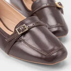 Sapatilha Feminina Gabriela Enfeite Fivela & Strass Marrom