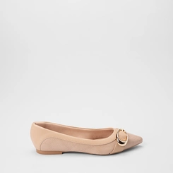 Sapatilha Feminina Gabriela Textura Croco Enfeite Fivela Bege