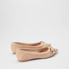 Sapatilha Feminina Gabriela Textura Croco Enfeite Fivela Bege