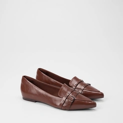 Sapatilha Feminina Gabriela Enfeite Fivela & Tachas Marrom