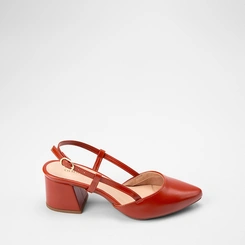Scarpin Slingback Feminino Gabriela Salto Geométrico Vermelho