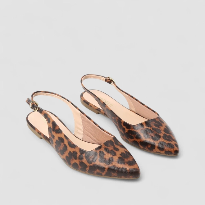 Sapatilha Slingback Feminina Gabriela Essenciais Animal Print Onça Multicolor