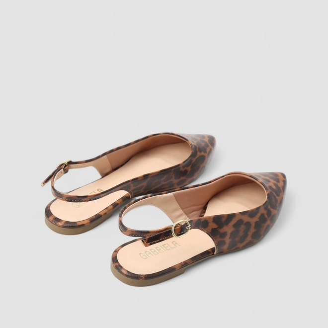 Sapatilha Slingback Feminina Gabriela Essenciais Animal Print Onça Multicolor