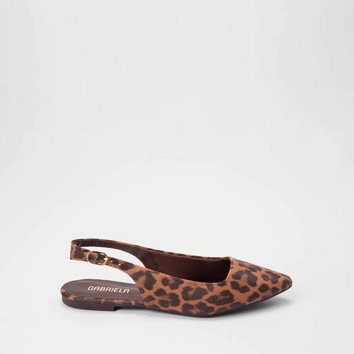Sapatilha Slingback Feminina Gabriela Essenciais Animal Print Onça Multicolor