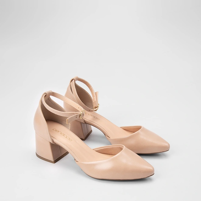 Scarpin Feminino Penélope Salto Bloco Médio Nude
