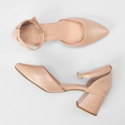 Scarpin Feminino Penélope Salto Bloco Médio Nude