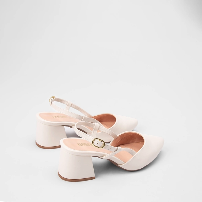 Scarpin Slingback Feminino Gabriela Salto Geométrico Off White