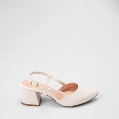 Scarpin Slingback Feminino Gabriela Salto Geométrico Off White