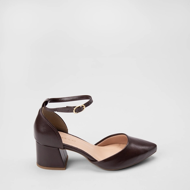 Scarpin Feminino Penélope Salto Bloco Médio Marrom