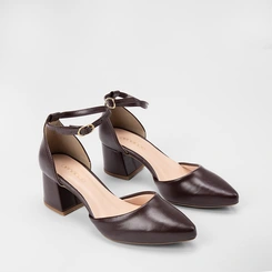 Scarpin Feminino Penélope Salto Bloco Médio Marrom