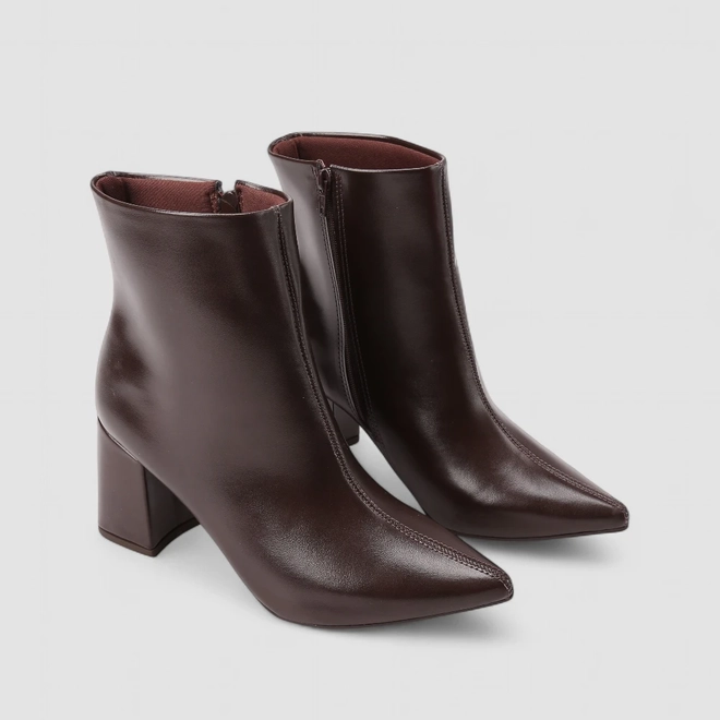 Ankle Boot Feminina Penélope Salto Bloco Marrom