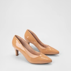 Scarpin Feminino Penélope Salto Médio Verniz Nude