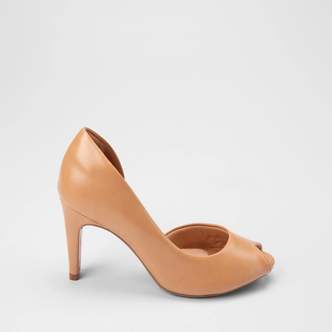 Peep Toe Feminina Gabriela Salto Reto Alto Nude