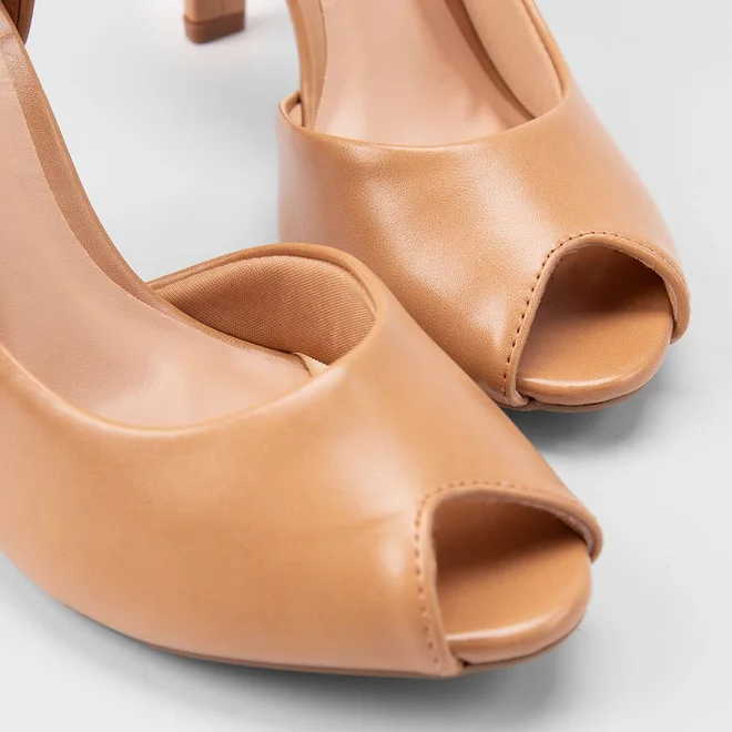 Peep Toe Feminina Gabriela Salto Reto Alto Nude