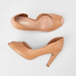 Peep Toe Feminina Gabriela Salto Reto Alto Nude