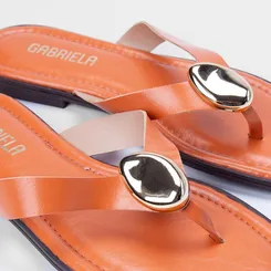 Rasteira Feminina Gabriela Detalhe Bold Laranja