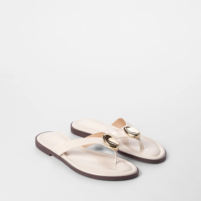 Rasteira Feminina Gabriela Detalhe Bold Off White