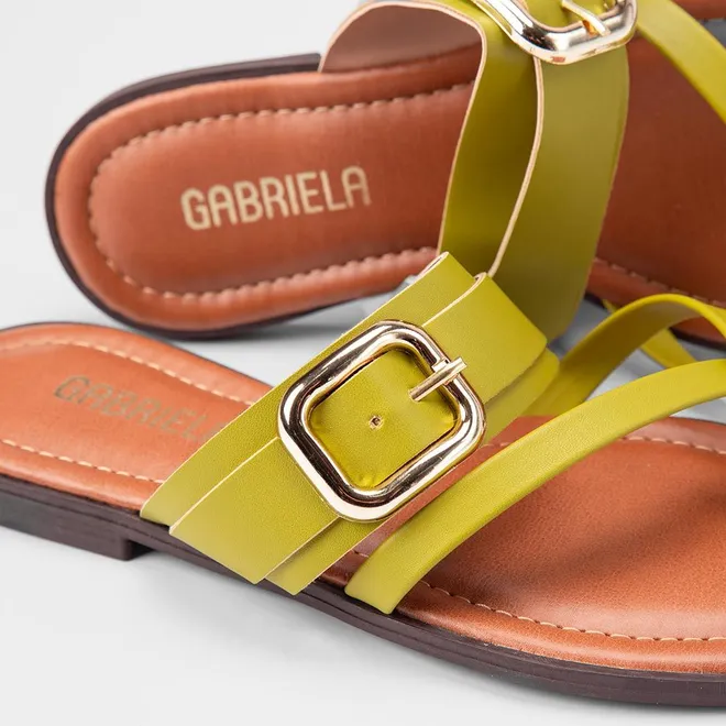 Rasteira Feminina Gabriela Enfeite Fivela Verde