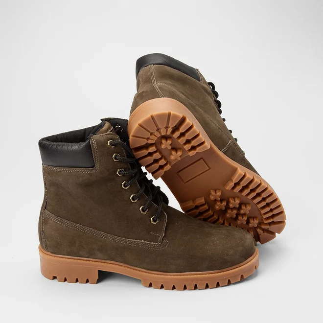 Bota Coturno Masculina Bow River Couro & Nobuck Detalhe Ilhós Verde Oliva