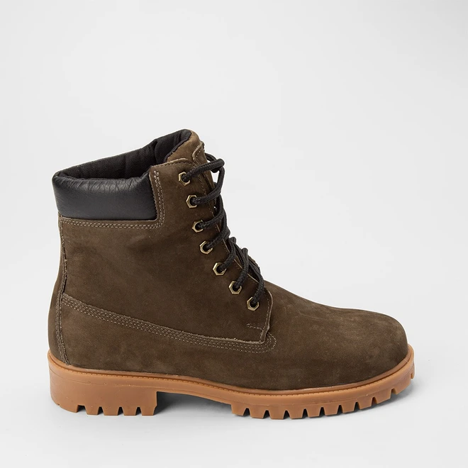 Bota Coturno Masculina Bow River Couro & Nobuck Detalhe Ilhós Verde Oliva