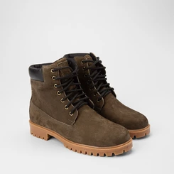 Bota Coturno Masculina Bow River Couro & Nobuck Detalhe Ilhós Verde Oliva