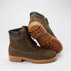 Bota Coturno Masculina Bow River Couro & Nobuck Detalhe Ilhós Verde Oliva