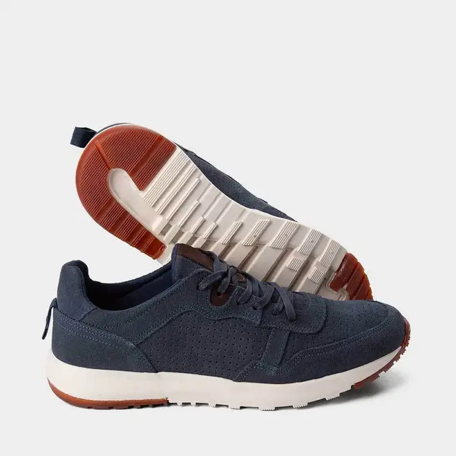 Tênis Casual Masculino Mac & Jac Couro & Camurça Marinho