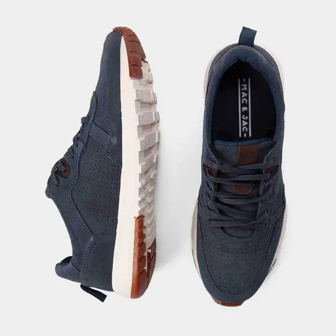 Tênis Casual Masculino Mac & Jac Couro & Camurça Marinho
