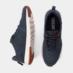 Tênis Casual Masculino Mac & Jac Couro & Camurça Marinho